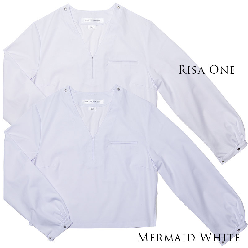 従来の色味となるMermaid Whiteは在庫処分セールでお安くなっています。白以外のえりにご利用の場合、色に大きな違いを感じない程度でお得なので白えり以外をお使いの場合は是非Mermaid Whiteをお求めください！